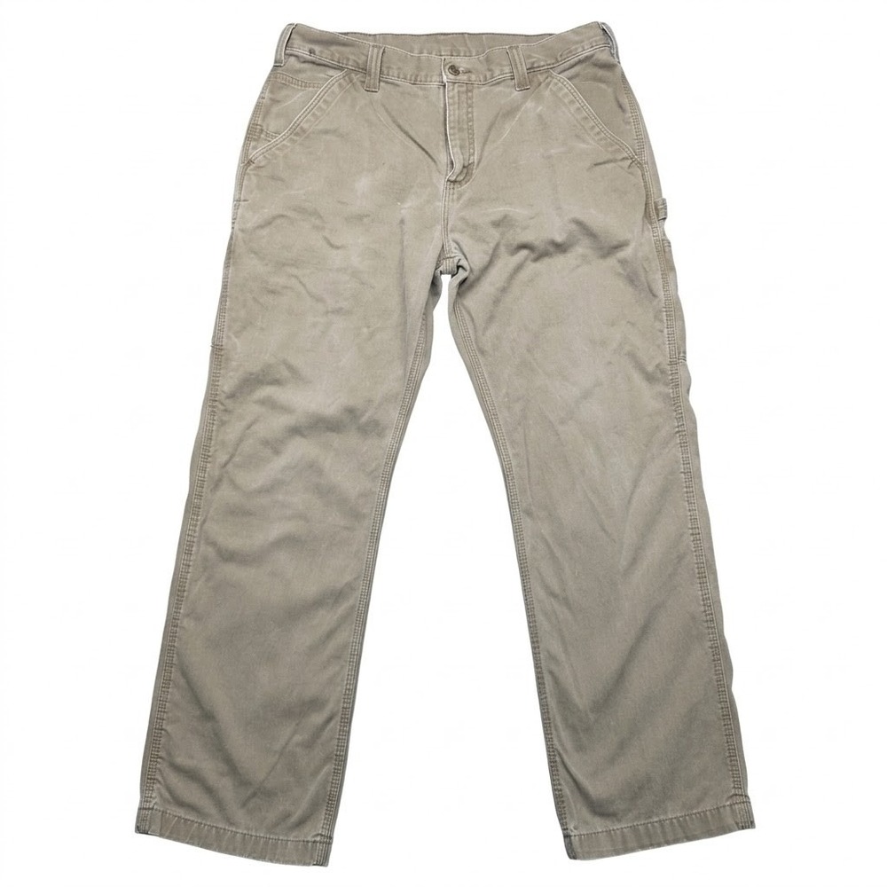Carhartt B324 Mens 38x30 Relaxed Fit Washed Twill Dungaree Carpenter Pants Brown